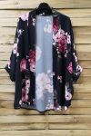 KIMONO GEDRUCKT FLORAL 0976 SCHWARZ