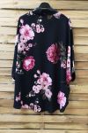 KIMONO GEDRUCKT FLORAL 0976 SCHWARZ