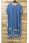 KLEID BEDRUCKTE 0997 BLAU