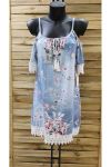 KLEID MIT BLUMEN-SPITZE-1003 BLAU