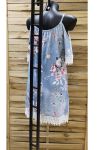 KLEID MIT BLUMEN-SPITZE-1003 BLAU