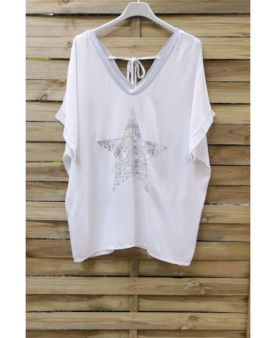 T-SHIRT EFFET DELAVE ETOILE 1008 BLANC