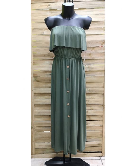 ROBE EPAULES DENUDEES 1012 VERT MILITAIRE