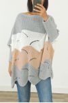 PULLOVER DI LANA AJOURE OVERSIZE 3017 GRIGIO