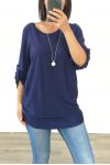 PULL DOUX + COLLIER OFFERT 3005 BLEU MARINE