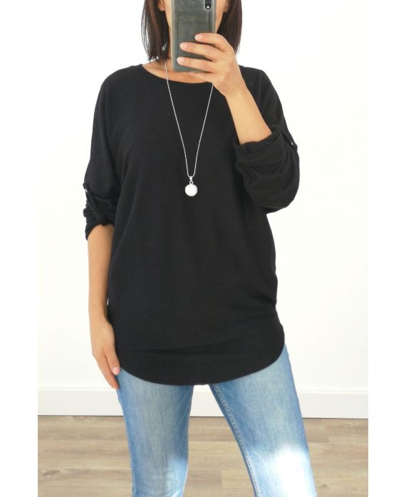 PULL DOUX + COLLIER OFFERT 3005 NOIR