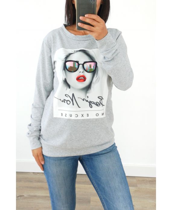 SWEAT FEMME 3007 GRIS