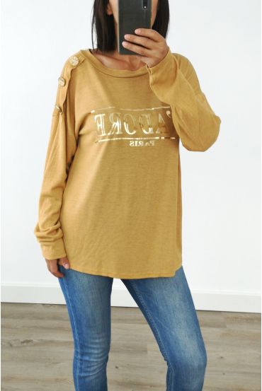 SWEATER SHOULDER BUTTONS I LOVE 3029 MUSTARD