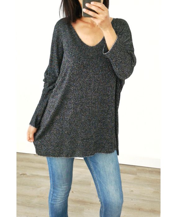 SWEATER OVERSIZE IRIDESCENT 3035 BLACK