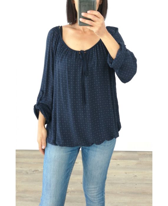 TOP STAMPA GIROCOLLO CRAVATTA 3027 BLU NAVY