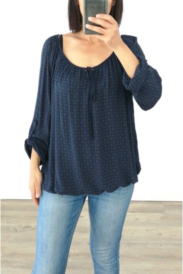 TOP STAMPA GIROCOLLO CRAVATTA 3027 BLU NAVY