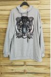 SWEAT A CAPUCHE OVERSIZE TIGRE 3008 GRIS