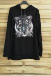 EL SUDOR TIENE CAPUCHA OVERSIZE TIGRE 3008 NEGRO