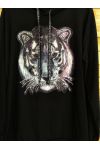 SWEAT A CAPUCHE OVERSIZE TIGRE 3008 NOIR