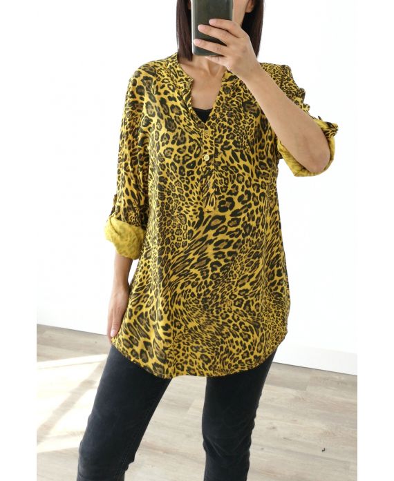 BLUSA PATRÓN DE LEOPARDO 3025 MOSTAZA