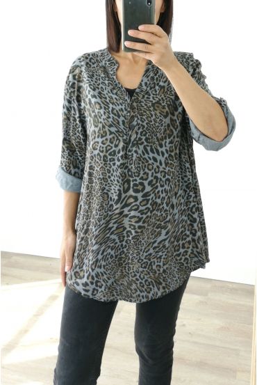 CHEMISIER MOTIF LEOPARD 3025 GRIS