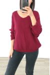 KNIT SWEATER V-NECK 3019 BORDEAUX