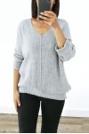 KNIT SWEATER V-NECK 3019 GREY