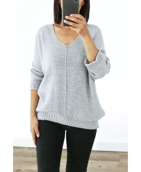 KNIT SWEATER V-NECK 3019 GREY