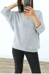 KNIT SWEATER V-NECK 3019 GREY