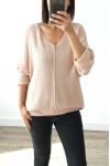 MAGLIA CON SCOLLO A V 3019 ROSA