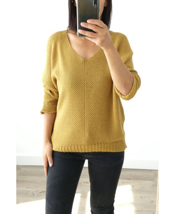 KNIT SWEATER V-NECK 3019 MUSTARD