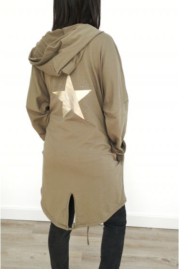 JACKET BACK STAR RHINESTONES 3031 MILITARY GREEN