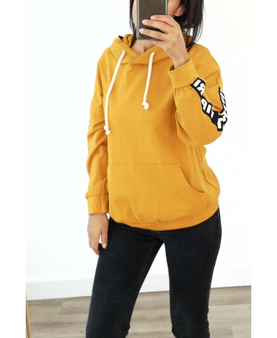 SWEATSHIRT MIT KAPUZE HAT VIP PRIVATE 3038 SENF