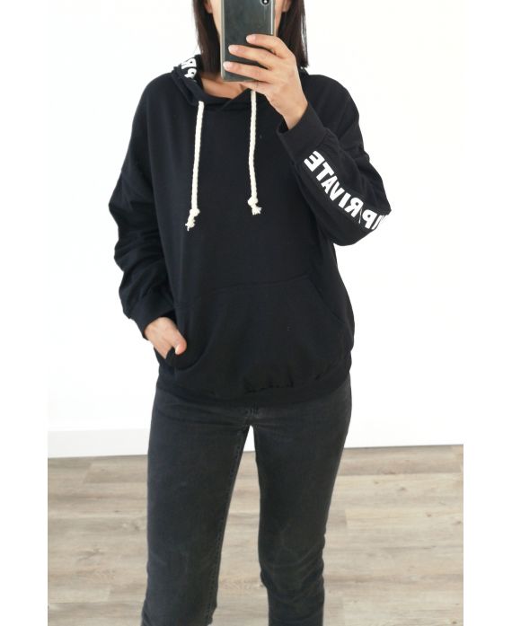 SWEATSHIRT MIT KAPUZE HAT VIP PRIVATE 3038 SCHWARZ