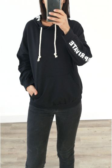 SWEATSHIRT MIT KAPUZE HAT VIP PRIVATE 3038 SCHWARZ