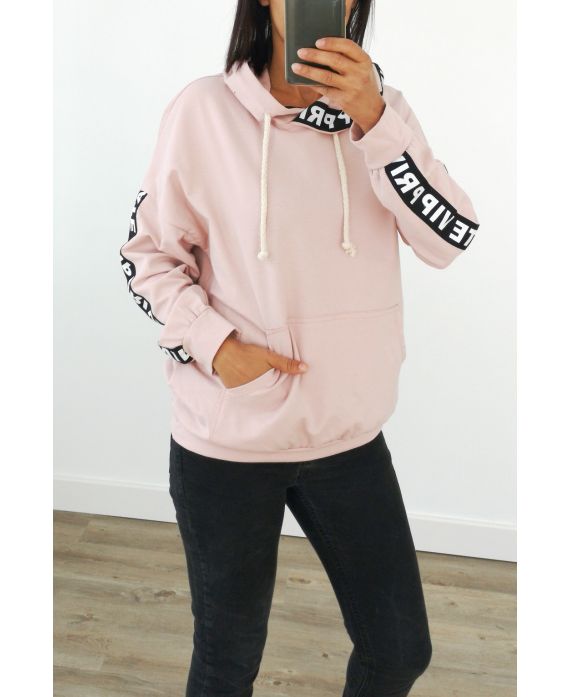 SWEATSHIRT MIT KAPUZE HAT VIP PRIVATE 3038 ROSA