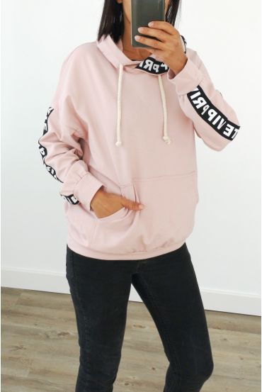 SWEATSHIRT MIT KAPUZE HAT VIP PRIVATE 3038 ROSA