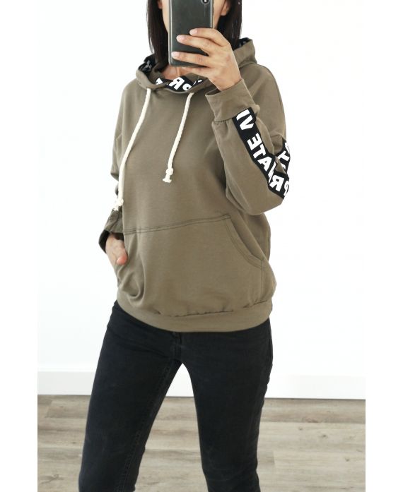 SWEAT A CAPUCHE VIP PRIVATE 3038 VERT MILITAIRE