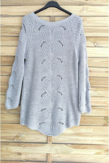 PULLOVER DI LANA AJOURE 3015 GRIGIO