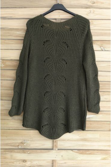 PULLOVER DI LANA AJOURE 3015 VERDE MILITARE