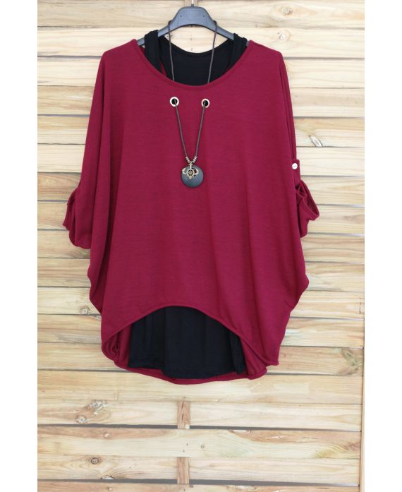 PULL 2 PIECES BIJOU INTEGRE 3051 BORDEAUX