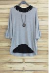 PULL 2 PIECES BIJOU INTEGRE 3051 GRIS CLAIR