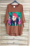 BLUZA Z KAPTUREM Z DŁUGIM /SUKIENKA 2 KIESZENIE OVERSIZE 3037 CAMEL