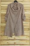 CHALECO LARGO, ESCOTE CACHE COEUR DE MOHAIR 3050 TAUPE