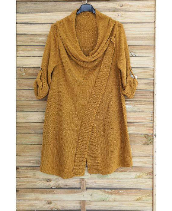 VEST, LONG, NECKLINE CACHE COEUR MOHAIR 3050 MUSTARD