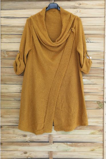 VEST, LONG, NECKLINE CACHE COEUR MOHAIR 3050 MUSTARD