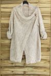 GILET LONG ENCOLURE CACHE CŒUR MOHAIR 3050 BEIGE