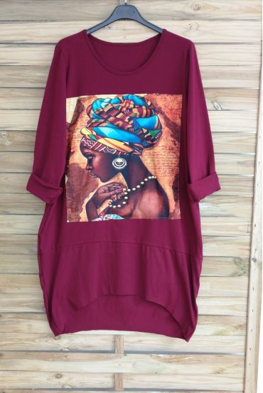 SWEAT LONG / KLEID AFRIKANISCHE FRAU MIT EINEM OVERSIZE-3038 BORDEAUX