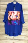 SWEAT LONG / KLEID IN A CAPUCHEE 3039 ROYAL BLAU