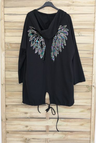 VESTE DOS AILES A PAILLETTES 3040 NOIR