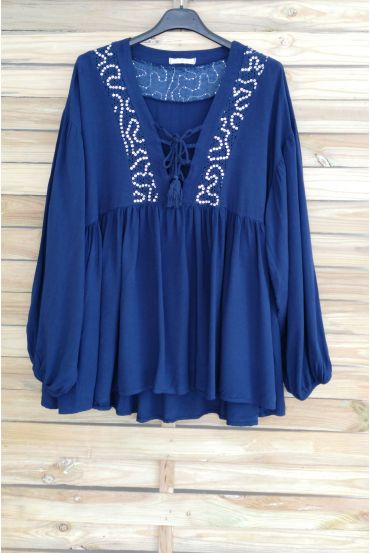 TUNICA OVERSIZE HA PAILLETTES 3045 BLU NAVY