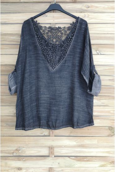 TOP DE ENCAJE CON ESPALDA 3048 GRIS OSCURO