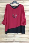 LARGE SIZE TUNIC SUPERPOSEE + NECKLACE OFFERED 3057 BORDEAUX