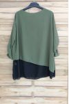 LARGE SIZE TUNIC SUPERPOSEE + NECKLACE OFFERED 3057 MILITARY GREEN