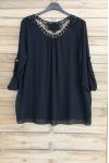 LARGE SIZE TUNIC TOP LACE 3056 BLACK